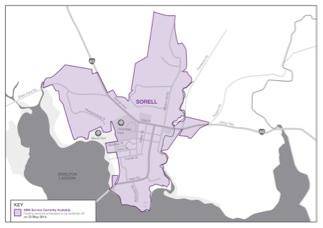 Map depicting area to be disconnected from 23 May 2014 at Sorell in Tasmania